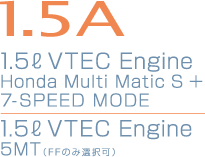 1.5A 1.5L VTEC Engine Honda Multi Matic S + 7-SPEED MODE / 1.5L VTEC Engine 5MT